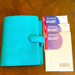 Filofax Finsbury Pocket Organizer and 3 packet inserts (see photo)